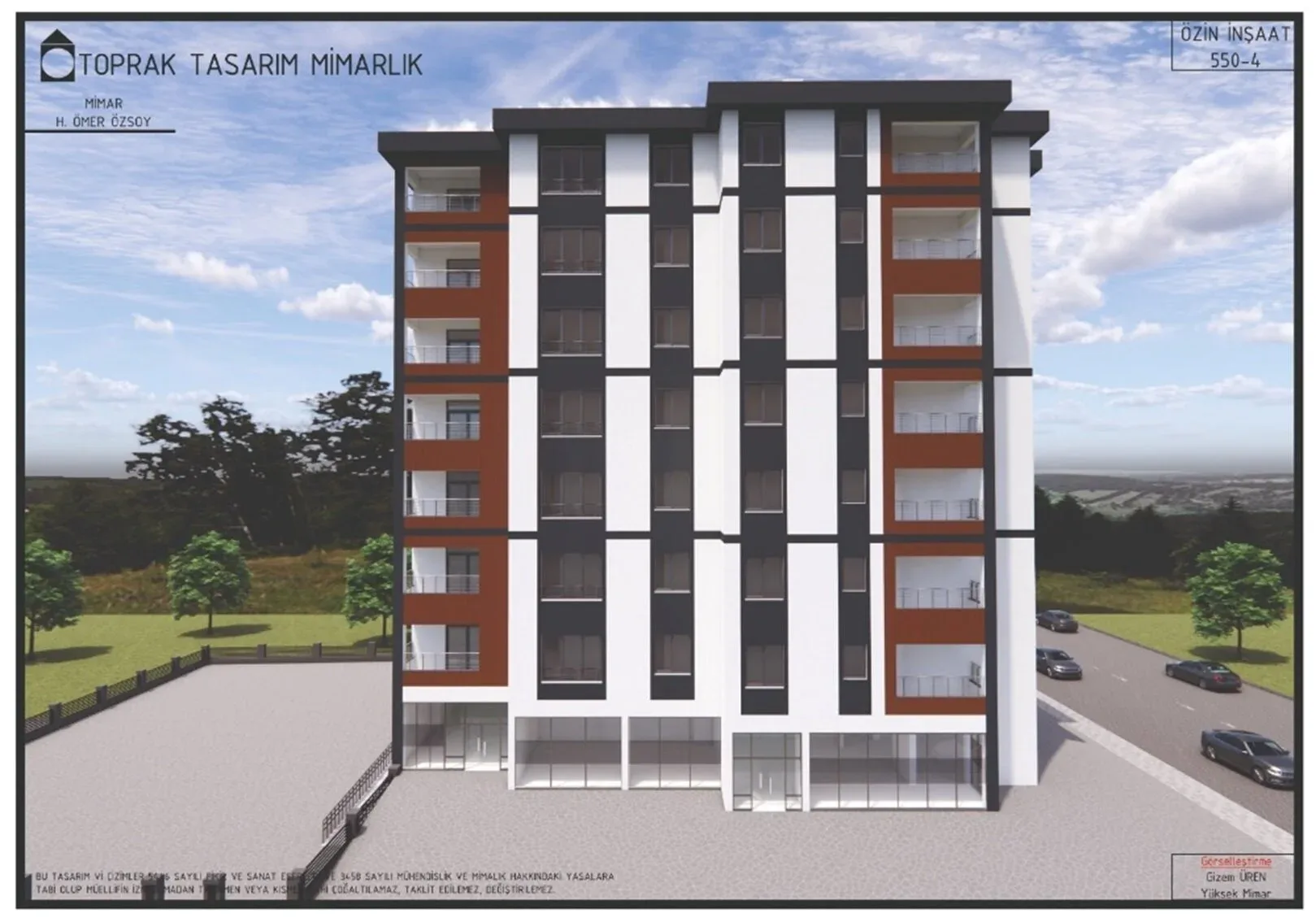 Gökbey Apartmanı, Kocasinan — dış cephe görselleştirmesi